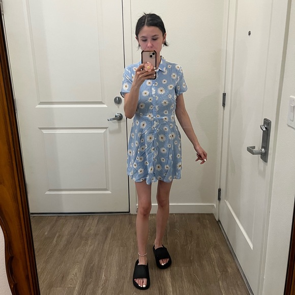 Blue Summer Mini Dress with Daisy Print - Picture 1 of 5